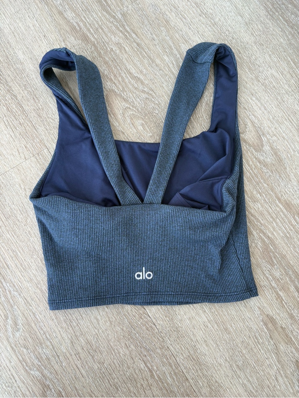 ALO Yoga Ribbed Cross-Back Crop Tank - Black - Picture 1 of 5